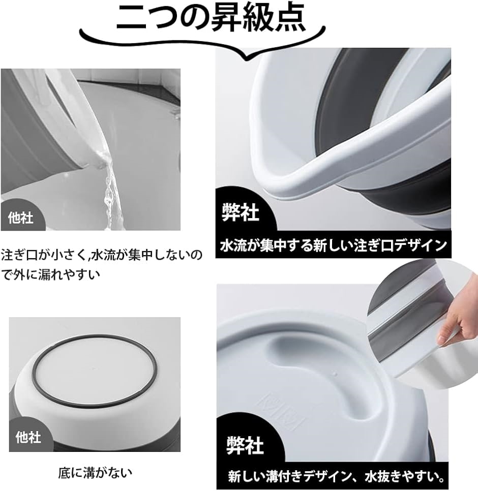 折りたたみ ソフトバケツ 釣り用バケツ 昇級版 生活用品 掃除 洗濯 アウトドア 車載バケツ MDM( グレー,  5L)｜zebrand-shop｜02