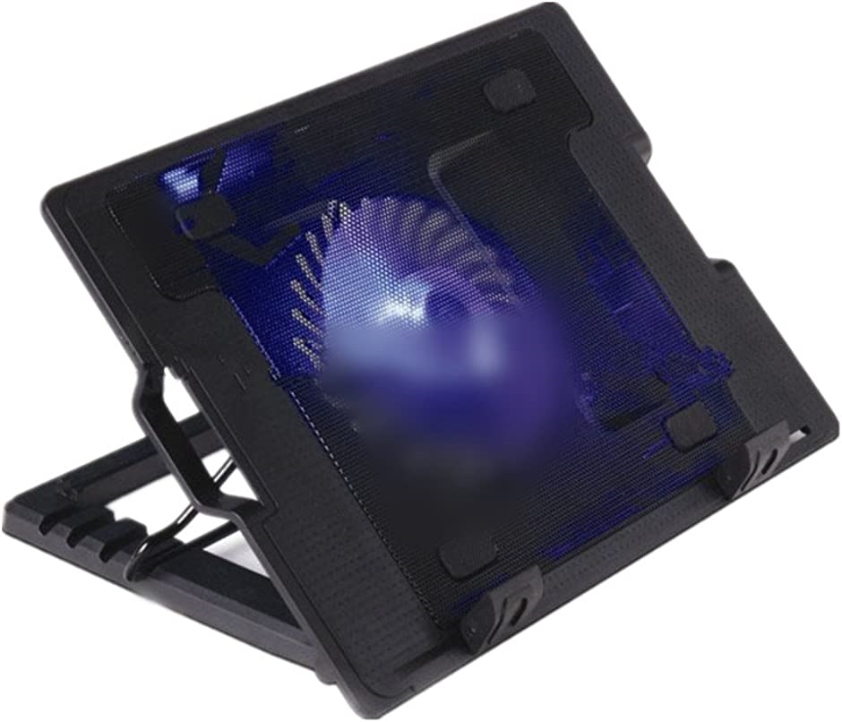 ノートパソコン冷却パッド 冷却台 5段階高度調整可 折りたたみ式 ノートPCクーラー 大風量・低騒音 ２つUSBポート付( Black)