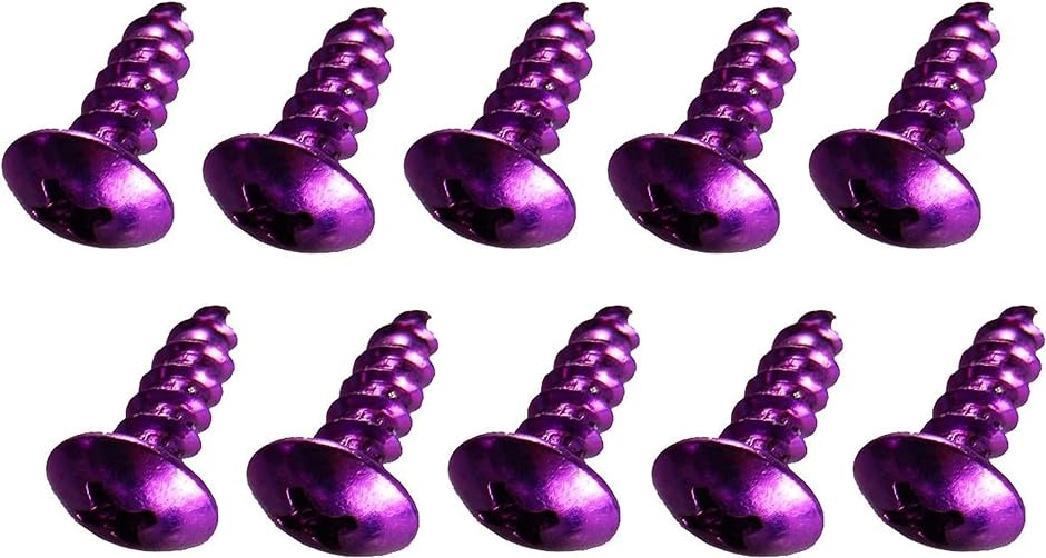 アルミタッピングビス M5x16mm 汎用 ドレスアップ カスタム 紫 10個セット( パープル ( 紫 ),  10個セット)｜zebrand-shop