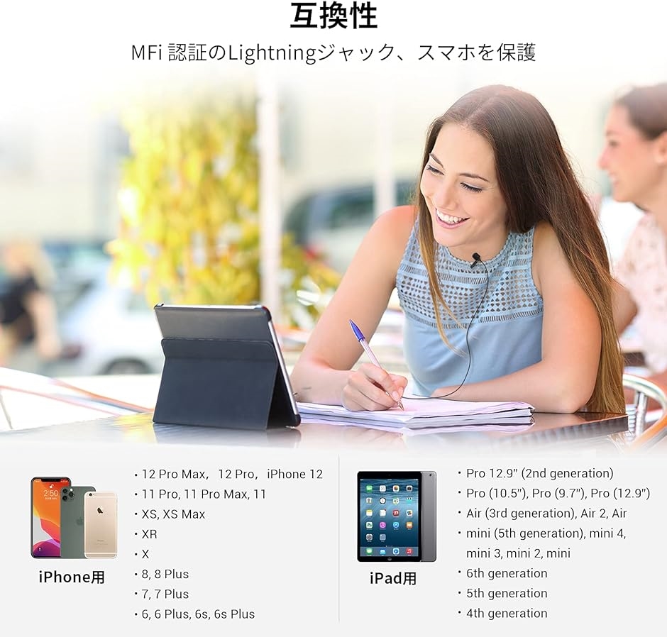 MFi認証 iPhone/iPad専用 ピンマイク ミニクリップマイク コンデンサーマイク 全指向性( black,  iPhone用)｜zebrand-shop｜04