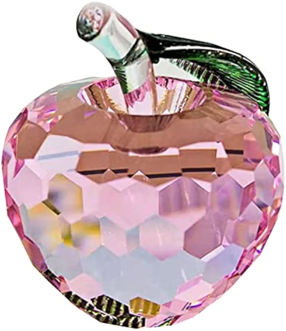 りんご 水晶 クリスタル 風水 浄化 インテリア 雑貨 置物 アップル 4cm / ピンク( 4cm / ピンク)｜zebrand-shop