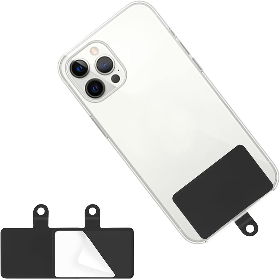 ストラップホルダー スマホアクセサリー Tag Holder パッチ お好きなストラップと合わせて( ブラック-A,  パッチのみ)