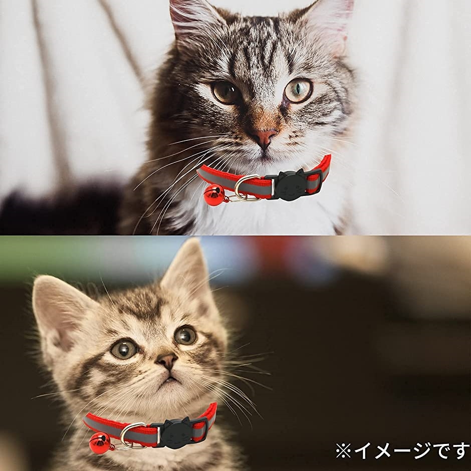 猫首輪 猫の首輪 ネコ 安全 ベル付き セーフティバックル付 反射 おしゃれ MDM( レッド)｜zebrand-shop｜02