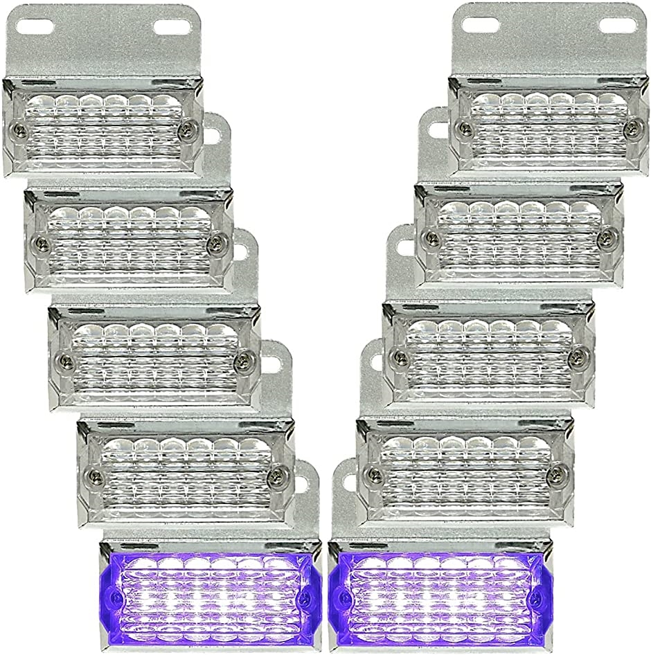 トラック用 サイド マーカー 角型 12 LED 24V クリアレンズ 汎用 10個 セット( パープル)｜zebrand-shop