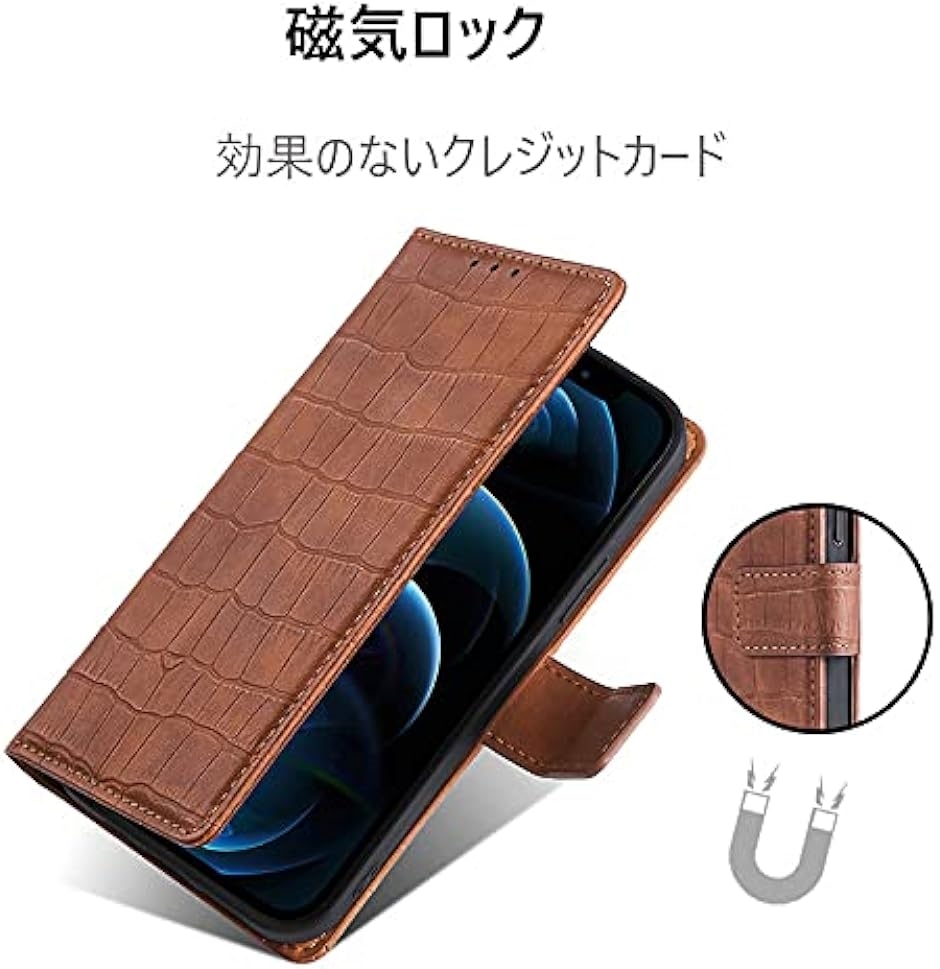 iPhoneケース手帳型 スマホケース アイフォン 携帯ケース 携帯カバー MDM( brown,  iphone 12promax)｜zebrand-shop｜03