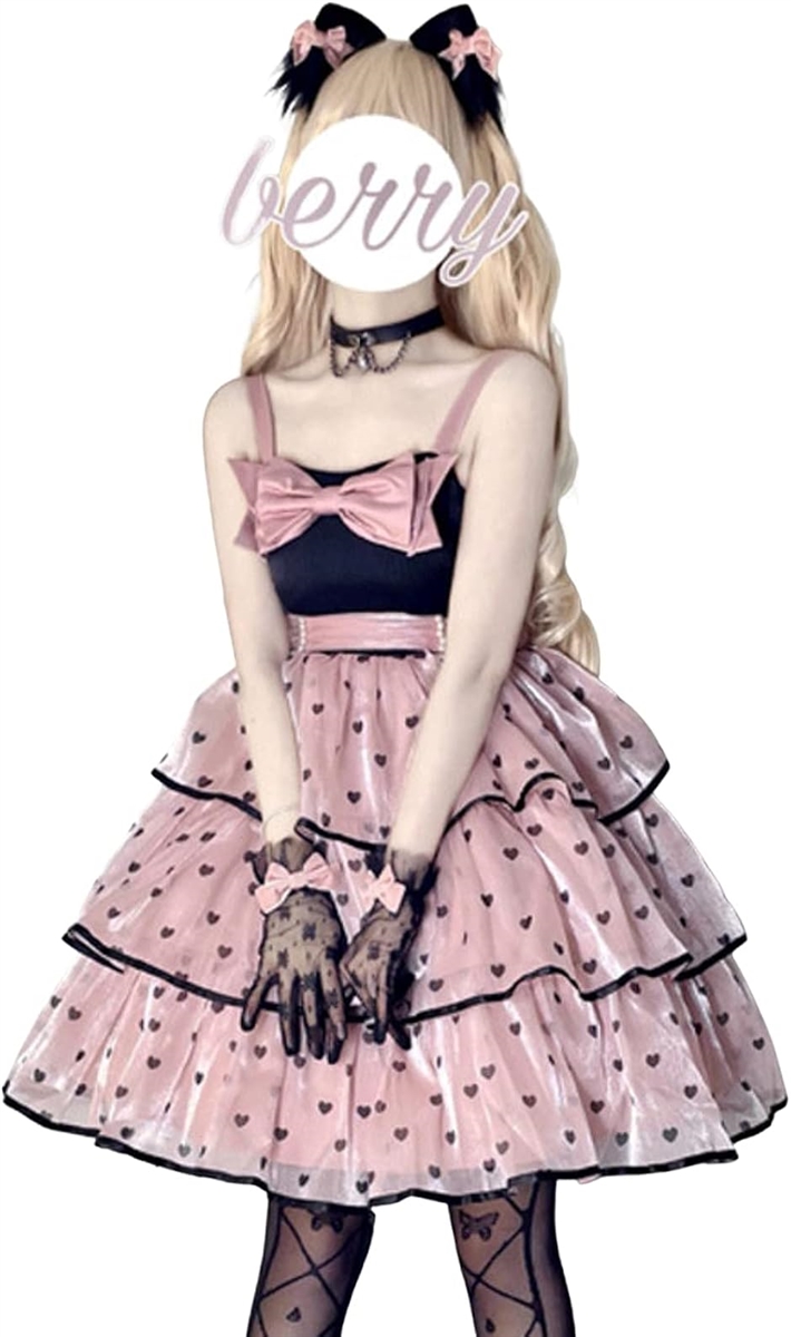 Yahoo! Yahoo!ショッピング(ヤフー ショッピング)レディレイジー ロリータ ワンピース JSK ノースリーブ ひざ丈 コスプレ 衣装 アメポップ（ピンク,  Free Size）