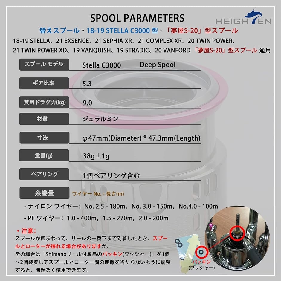 リール スプール 夢屋S-20型 替えスプール 2500番から3000番対応 55