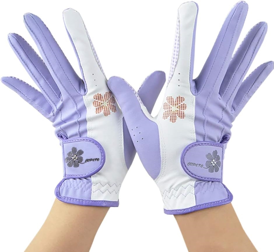 プレミーノ ゴルフ グローブ 手袋 レディース 両手 フィット感 耐久性 18(ラベンダ,  18 (16.0cm-16.5cm))