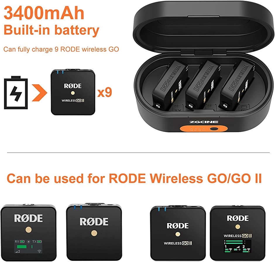 ZGCINE ZG-R30 急速充電ケース Rode Wireless GOマイク用 コンパクト