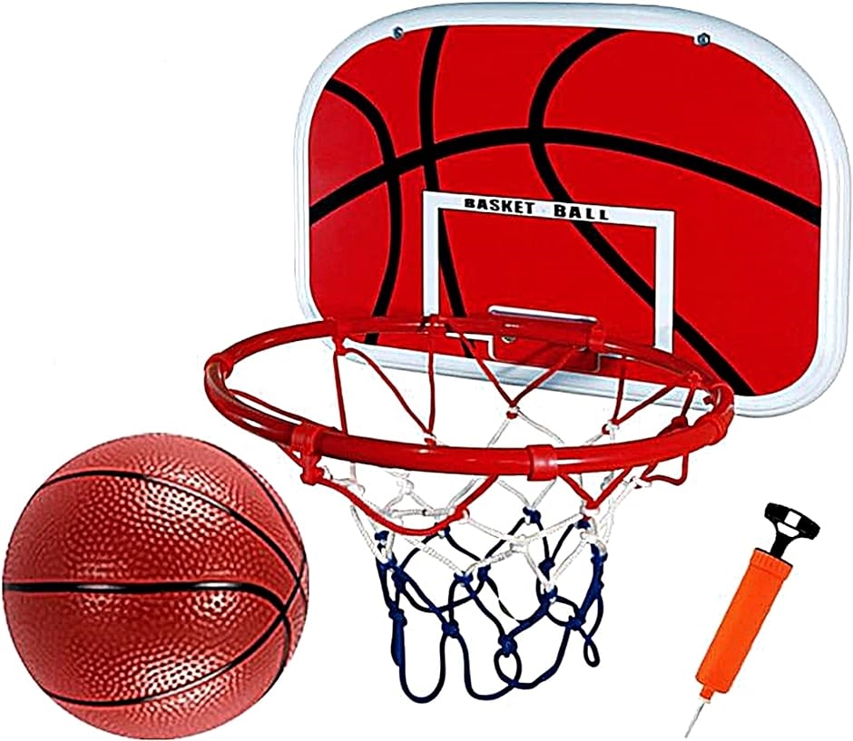 バスケットゴール バスケットリング ネット ボード 壁掛け シュート練習 ボール エアポンプセット( ブラウン34cm,  34cm)