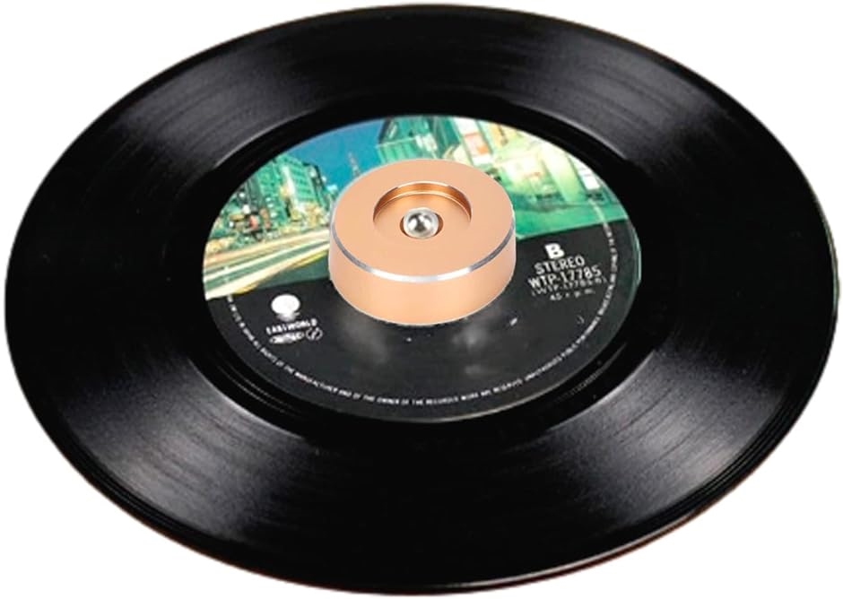 レコードアダプター 7インチ epアダプター ドーナツ盤 45回転 シングルレコード( ゴールド)