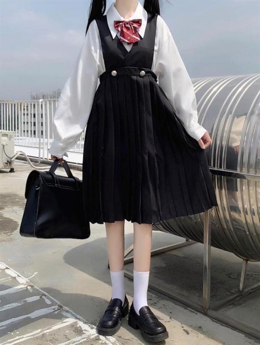 大きいサイズ ジャンスカ ジャンパースカート コスプレ ロリータ ファッション( B/ブラック/長袖ブラウス・リボンセット,  4XL)｜zebrand-shop｜03