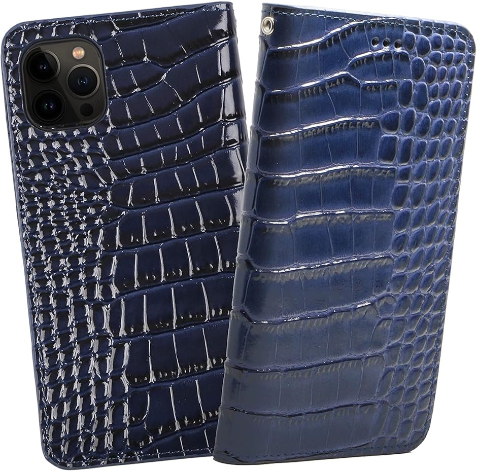 クロコダイル x 牛革 iPhone13 Pro apple . 手帳型 レザー ケース MDM