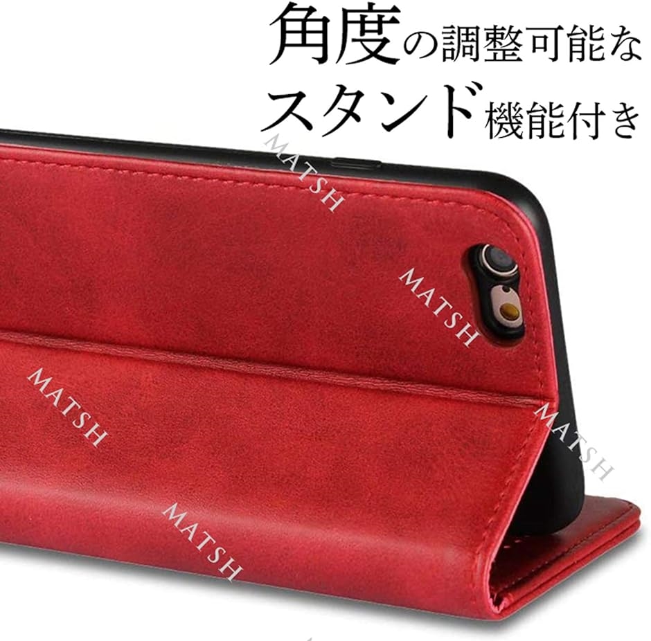 iPhone 11ケース 手帳型 カバー レザー ベルトレス スタンド機能 赤 rd-11( レッド,  iPhone 11)｜zebrand-shop｜02