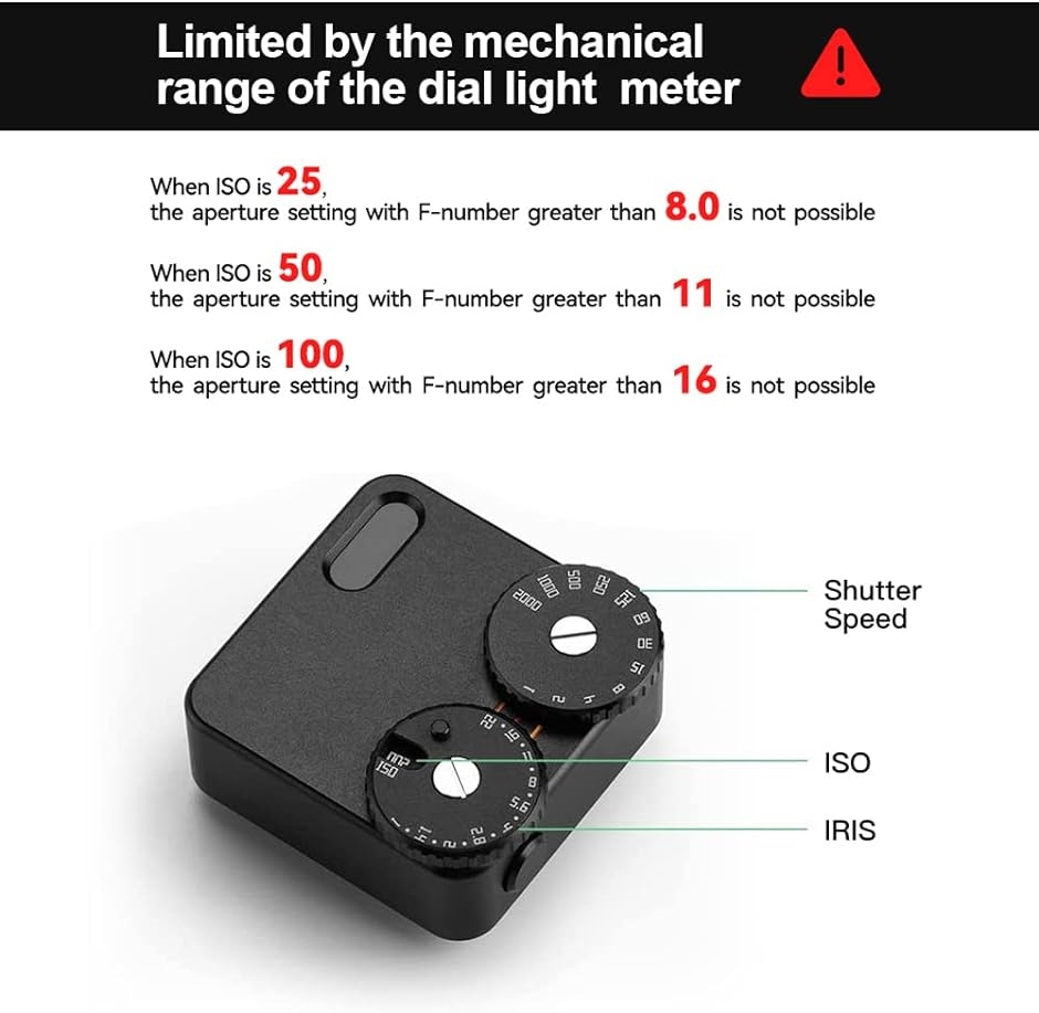 露出計 ライトメーター 2つのダイヤル ISO、絞り、シャッタースピードの調整が可能( ブラック)｜zebrand-shop｜08