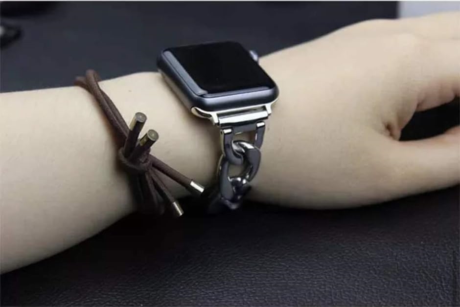 Apple Watch チェーンベルト シルバー/ステンレス コマ調整器不要 バタフライバックル( シルバー,  38/40/41mm)｜zebrand-shop｜04