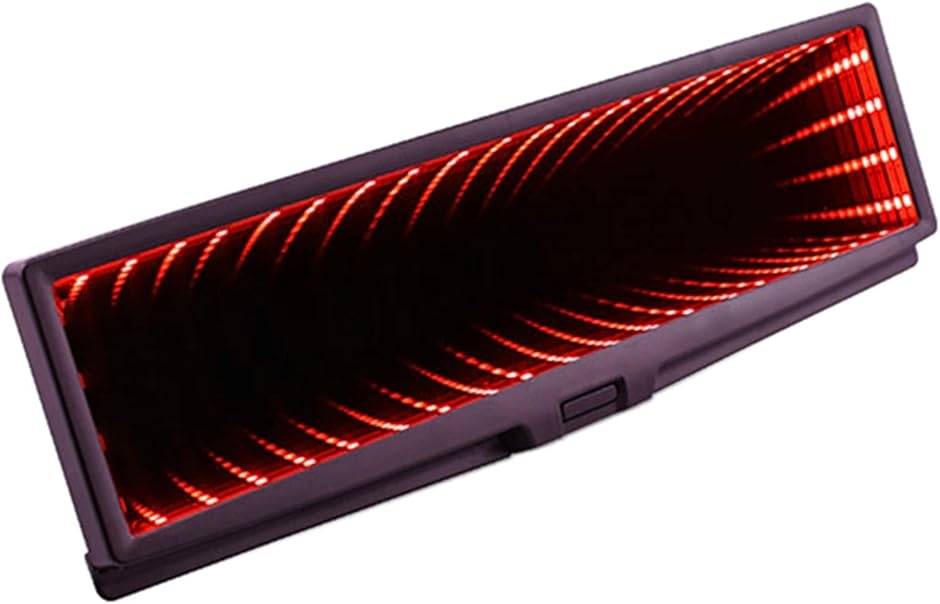 ルームミラー LED ブラックホール ワイドミラー バック インテリア カスタム パーツ 電池式 車内 赤( レッド)｜zebrand-shop