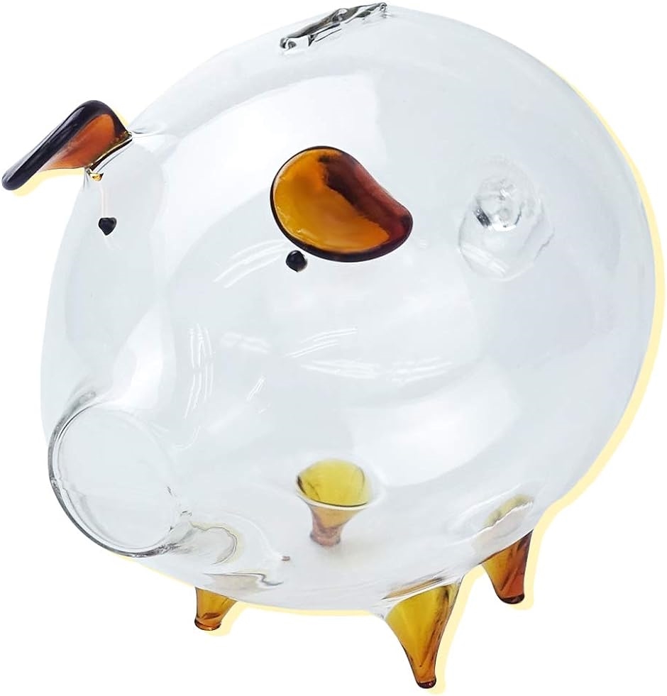 ブタさん貯金箱 コインバンク 中が見える ガラス 透明 インテリア 取り出し可能 17.5cmx12cm( 17.5cmx12cm)
