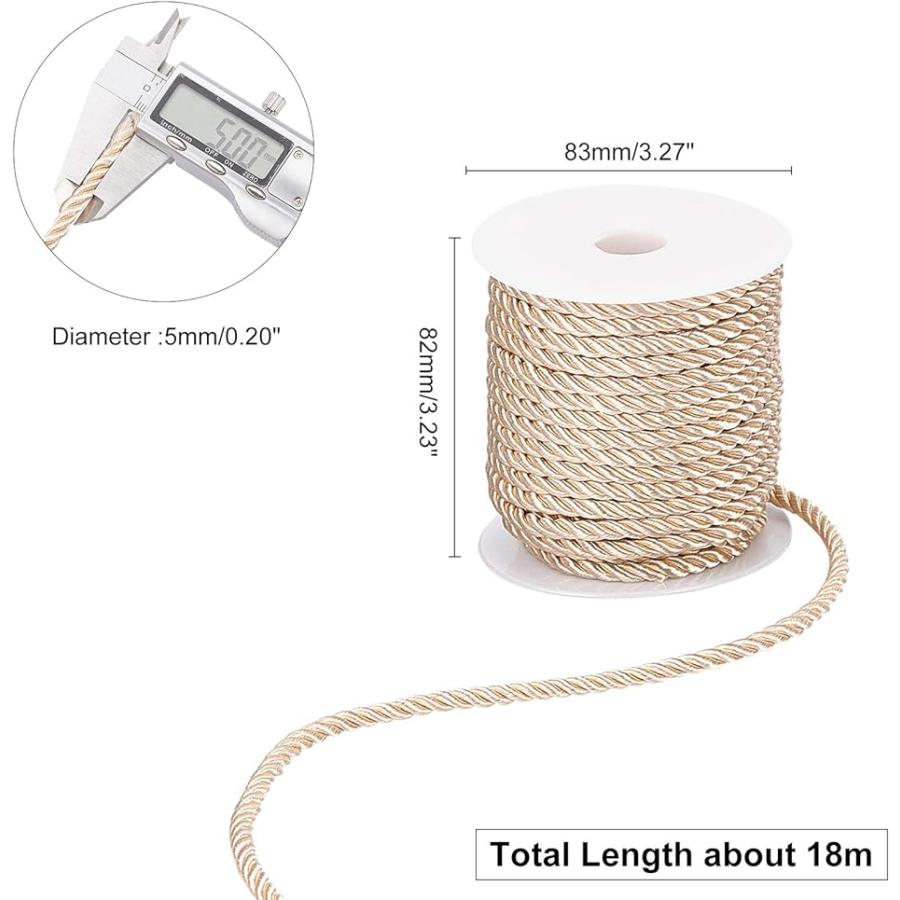 ツイスト ナイロン ロープ 直径約5mm 編みコード レーヨンコード 手芸コード 服飾 ラッピングコード 長さ18m MDM( ナバホホワイト)｜zebrand-shop｜06