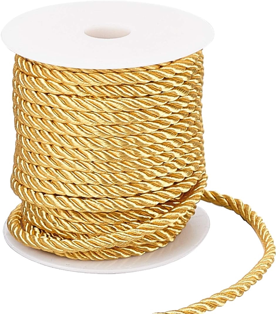 ツイスト ナイロン ロープ 直径約5mm 編みコード レーヨンコード 手芸コード 服飾 ラッピングコード 長さ18m MDM( ゴールド)｜zebrand-shop