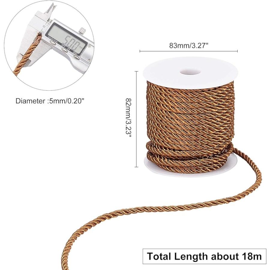ツイスト ナイロン ロープ 直径約5mm 編みコード レーヨンコード 手芸コード 服飾 ラッピングコード 長さ18m( サドルブラウン)｜zebrand-shop｜02
