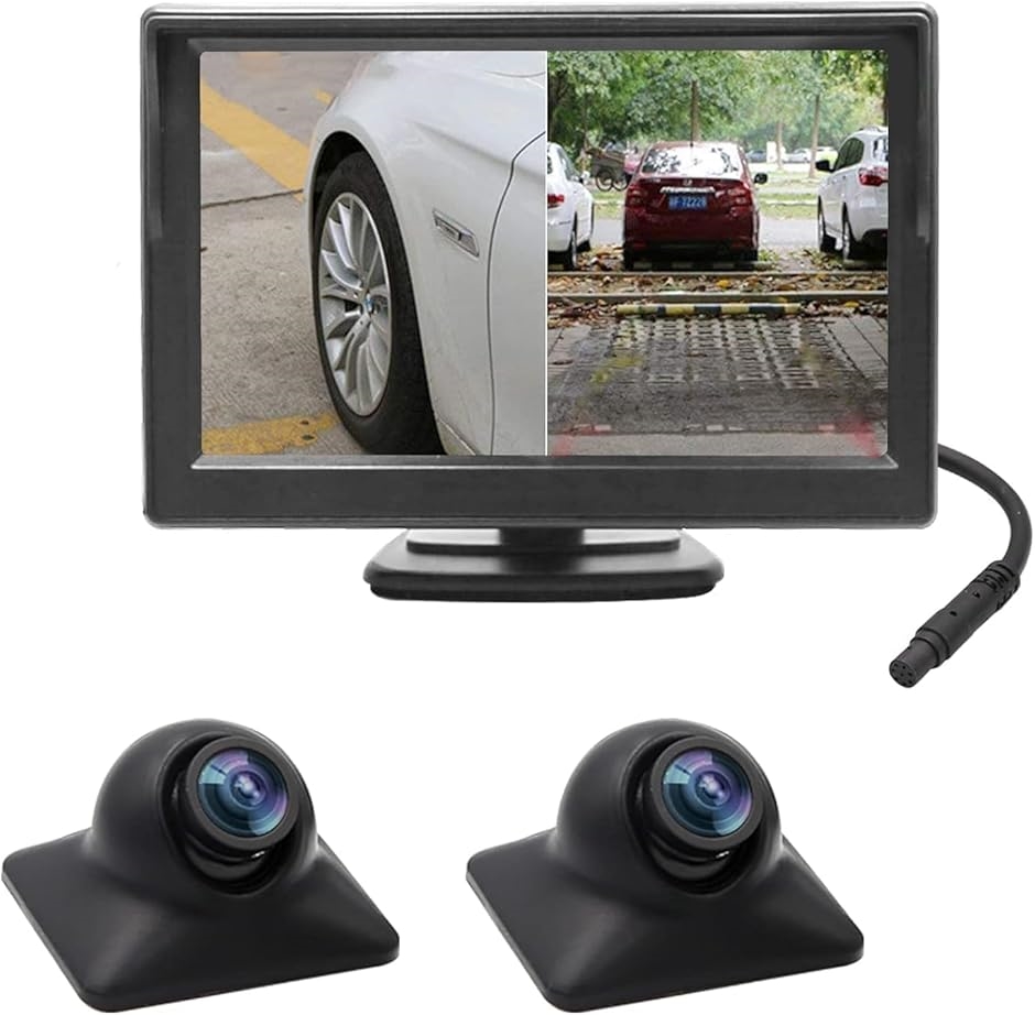 豊富なギフト5インチモニター バックカメラセット サイド フロンドカメラ AHD技術採用 フロントカメラ 暗視 カメラ2個