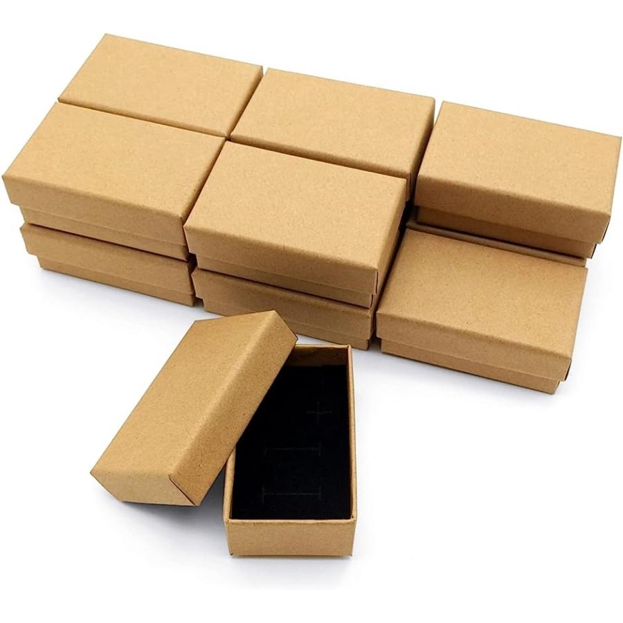 ギフトボックス 5x8x3cm 長方形 アクセサリー クラフト紙 ラッピング 箱 12個セット( ベージュ,  5x8x3cm)