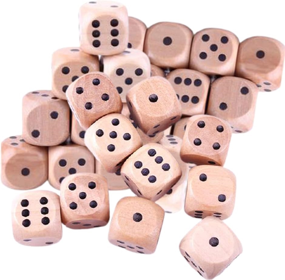 木製サイコロ さいころ ダイス Dice かわいい 癒やし すごろく ゲーム 6面セット 点の目 16ｍｍ( 16ｍｍ， 30個セット)｜zebrand-shop