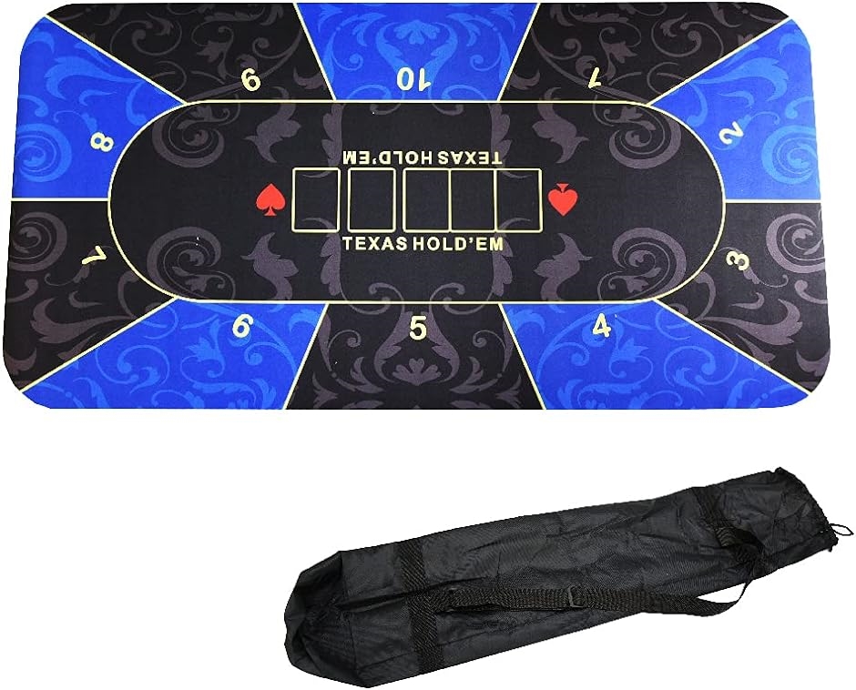 ポーカーマット 耐久性 滑り止め加工 軽量 収納袋付属 デジタルプリント 本格的 ブルーxブラック( ブルーxブラック)