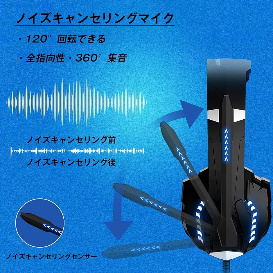 G9000 pro ヘッドセット PS4 ゲーミングヘッドセット マイク付き ミュート機能 ゲーム用ヘッドセット( 青色)｜zebrand-shop｜03