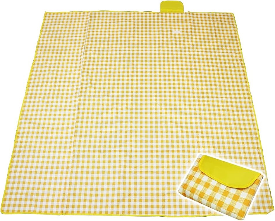 ポータブルレジャーシート ピクニック お花見 厚手 6〜8人用 洗える 大判 200cmx200cm(イエロー)