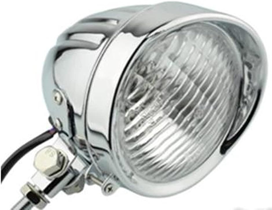 ベーツライト ヘッドライト バイク バイザー 汎用 ビンテージ カフェレーサー チョッパー MDM( 本体：シルバー/レンズ：透明)｜zebrand-shop