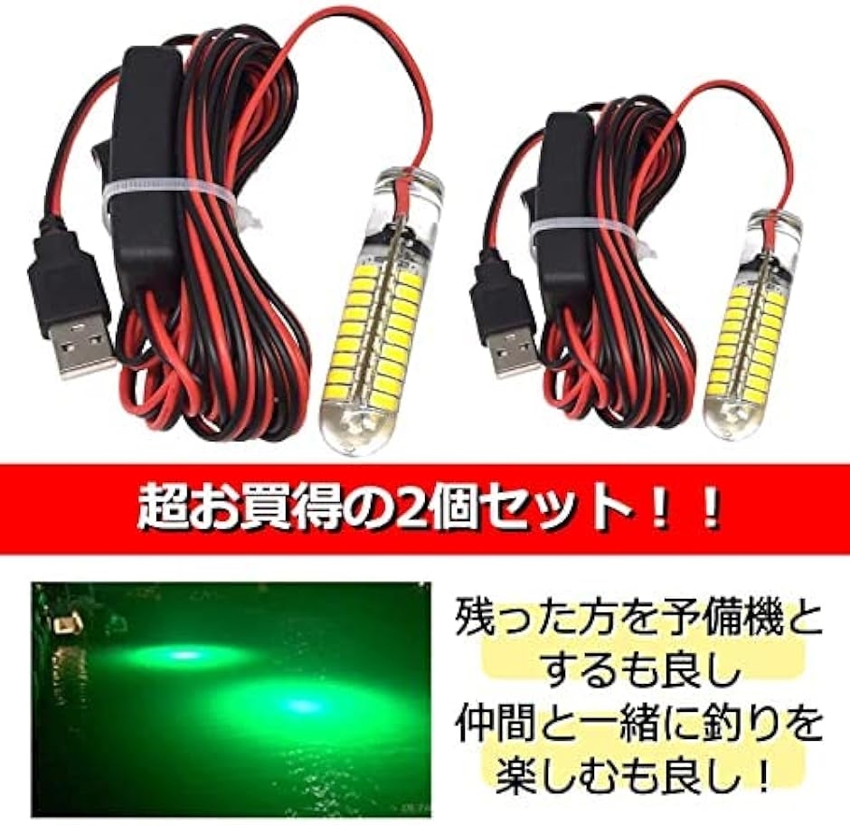 集魚灯 水中LEDライト 夜釣り ルーメン モバイルバッテリー給電可 高光度 イカ釣り 4m( 発光色：白)｜zebrand-shop｜02