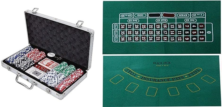 カジノ ポーカー セット ルーレット ブラックジャック リバーシブル プレイ マット ZA-410+ZA-411( グリーン)
