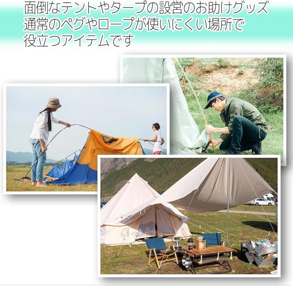 ウッドデッキ タープ アンカー ペグ テントクリップ キャンプ カラビナ｜zebrand-shop｜03