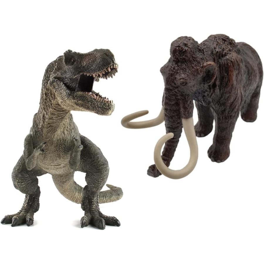 ティラノサウルス フィギュア マンモス 恐竜 おもちゃ きょうりゅう 6＋ 緑ティラノサウルス＋マンモス｜zebrand-shop