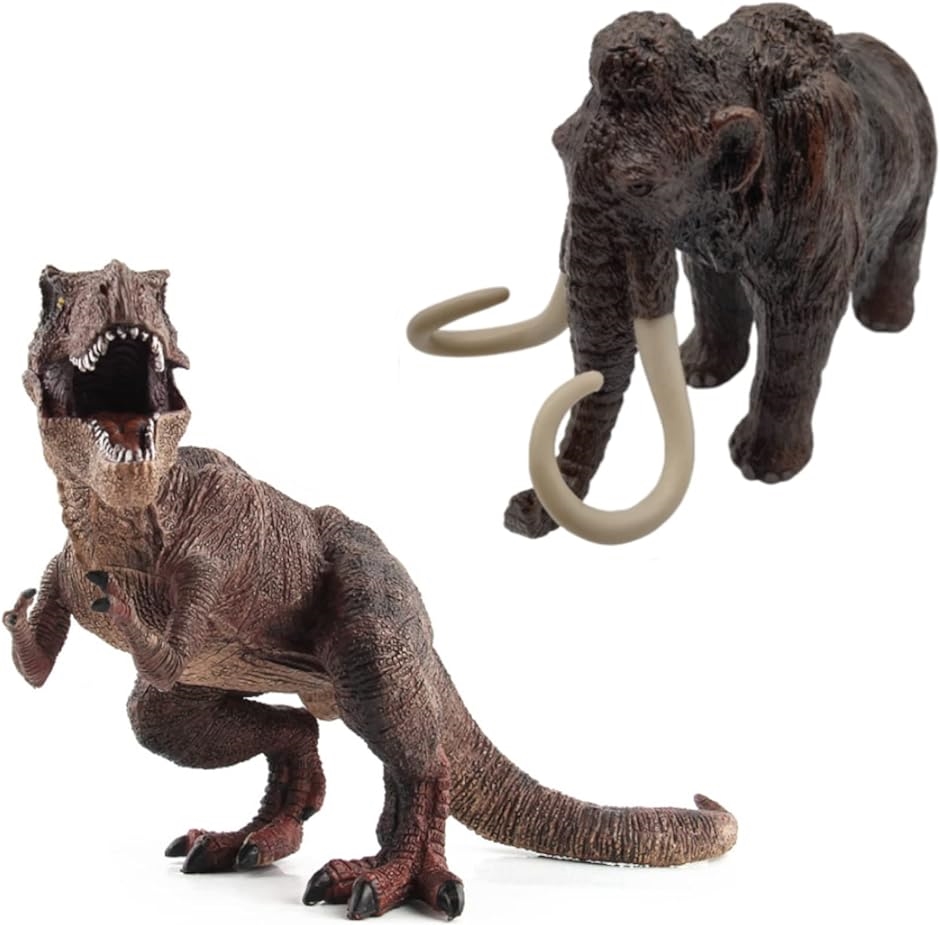 ティラノサウルス フィギュア マンモス 恐竜 おもちゃ きょうりゅう 6＋ 赤ティラノサウルス＋マンモス