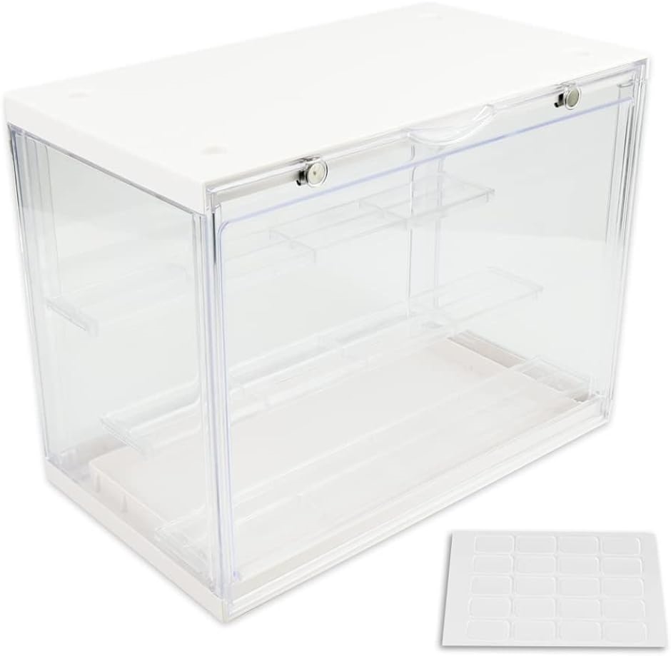 コレクションケース ディスプレイ 展示 収納ボックス フィギュア 模型 アクリルケース 3段( ホワイト)