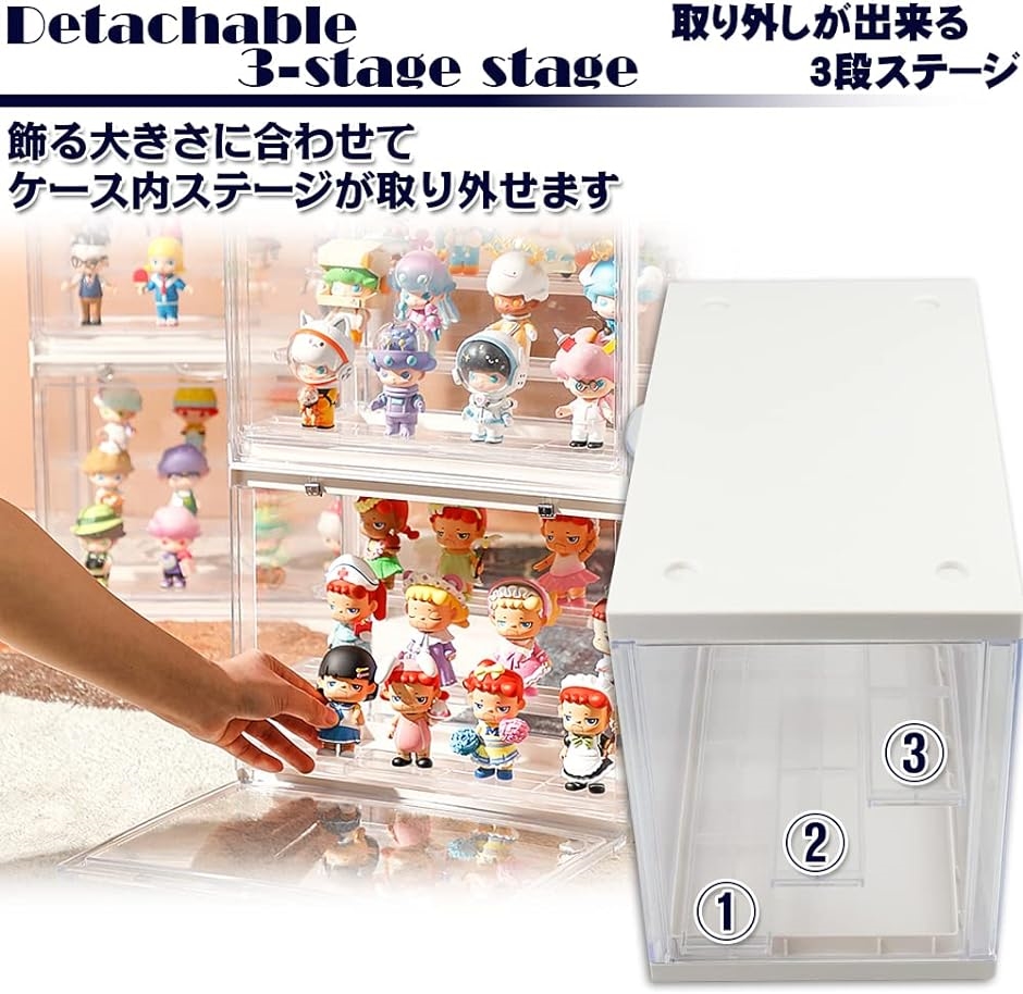 コレクションケース ディスプレイ 展示 収納ボックス フィギュア 模型 アクリルケース 3段( ホワイト)｜zebrand-shop｜05