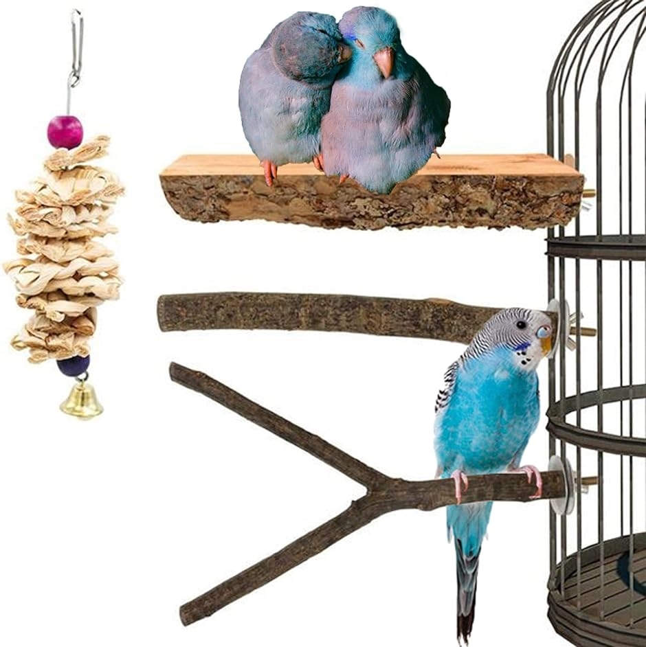 4点セット インコ とまり木 鳥かご 止まり木 とりかご オウム 文鳥 おもちゃ 取り付け簡単( 鳥 止まり木-1)｜zebrand-shop