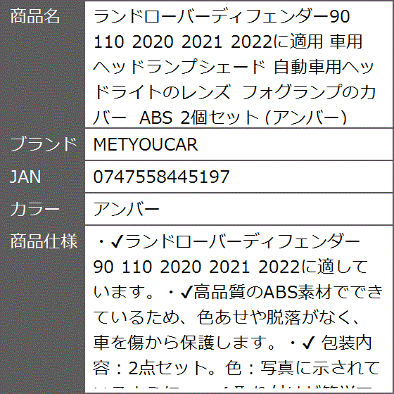 ランドローバーディフェンダー90 110 2020 2021 2022に適用 車用ヘッド