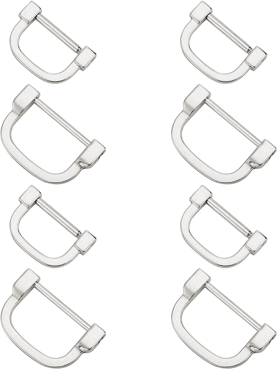 8個入り Dカン バックル 手作り D環 ネジ式 D型カン リング MDM( 白金)