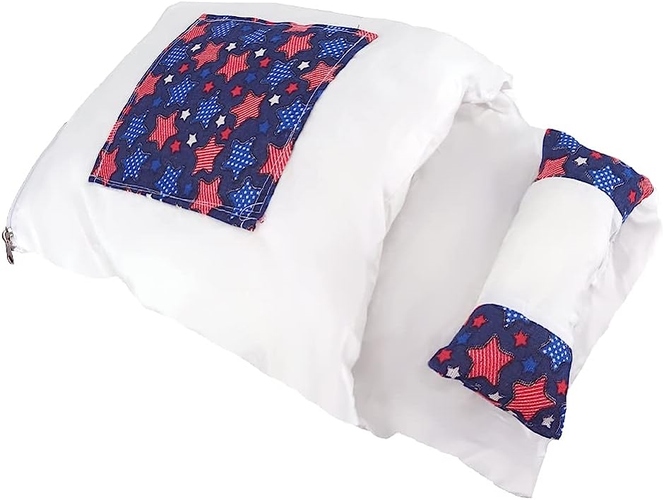 ネコちゃんのお布団 ペットベッド 猫用寝袋 保温性 ふかふか 厚手 枕付き 星柄 45cmx27cm( 星柄 45cmx27cm)
