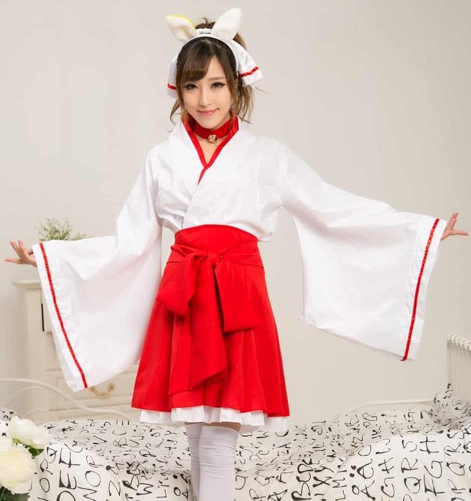 レディレイジー 巫女 コスプレ 女狐 和装 ミニ 袴 着物 浴衣 神社 衣装