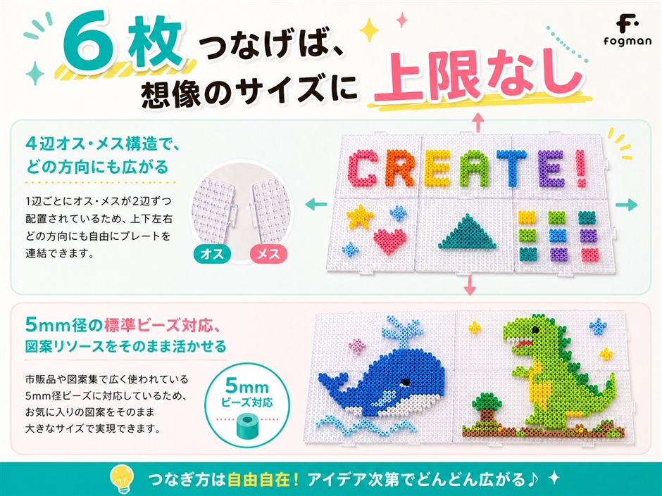Yahoo!ランキング1位入賞】アイロンビーズ プレート 6枚セット