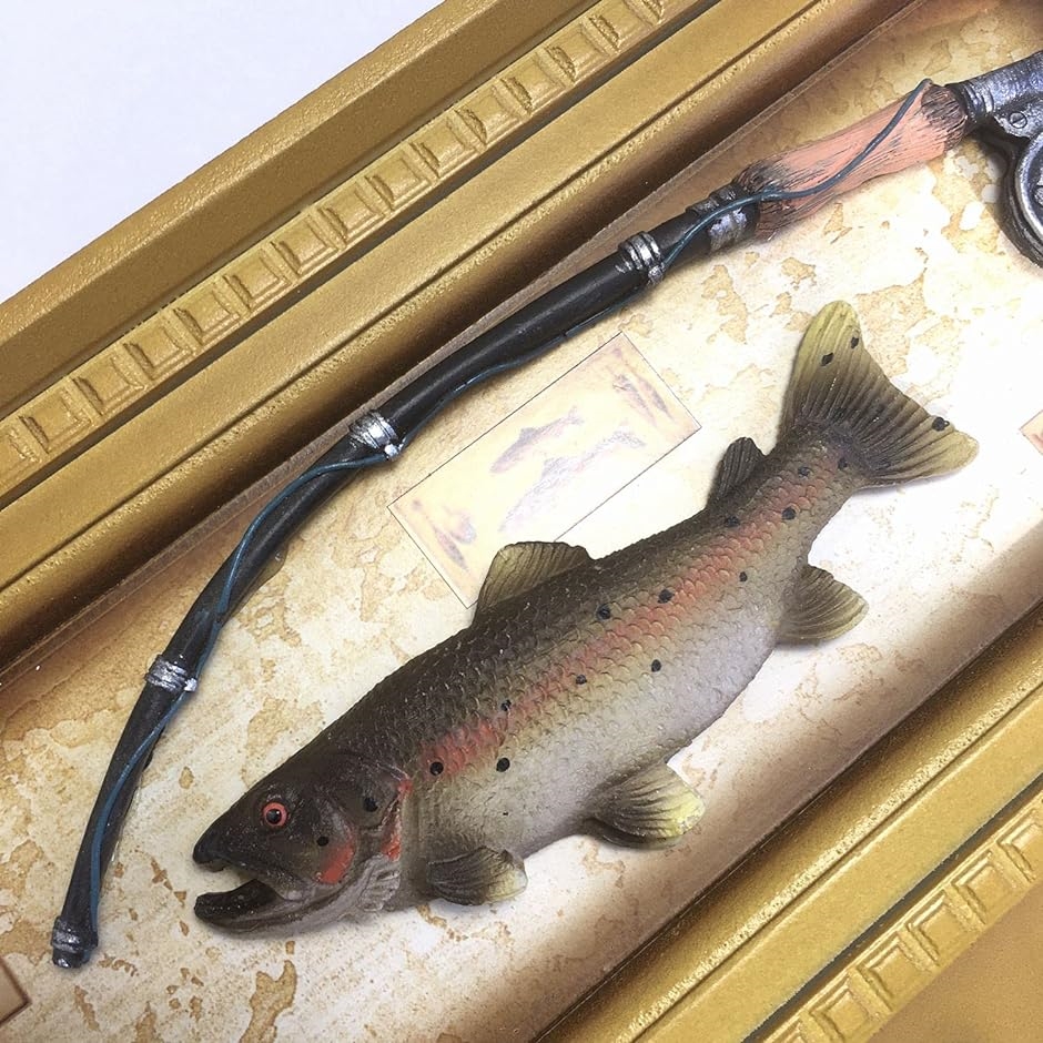 ニジマス レプリカ＆フライロッド＆フライリール壁掛け ルアー掛け