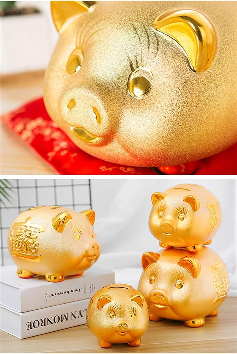 豚の貯金箱 ゴールド ブタ pig 風水 財運 金運 商売繁盛 置物( 大
