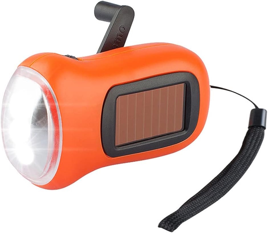 手回し充電ライト LED 懐中電灯 ソーラー充電 小型 ハンディ
