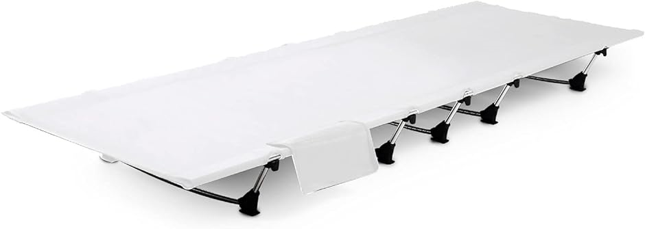 アウトドア ベッド キャンプ コット ゆったり ワイドサイズ 幅70cm 軽量 耐荷重 100kg( ホワイト,  シングル)