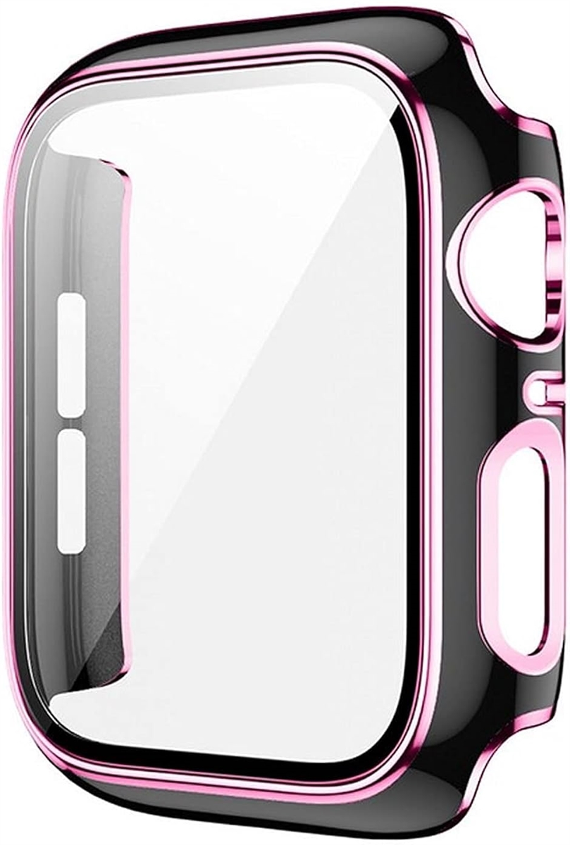 アップルウォッチ カバー apple watch ケース 高級仕様 保護 ブラック 黒 x ピンク( 黒+ピンクライン,  38mm)｜zebrand-shop